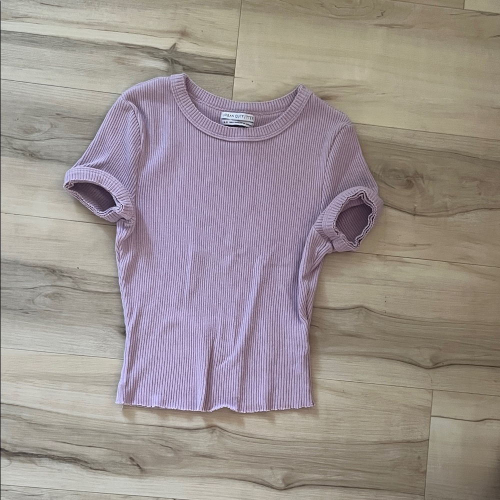 Urban Outfitters Lilac Ribbed Short Sleeve Tee